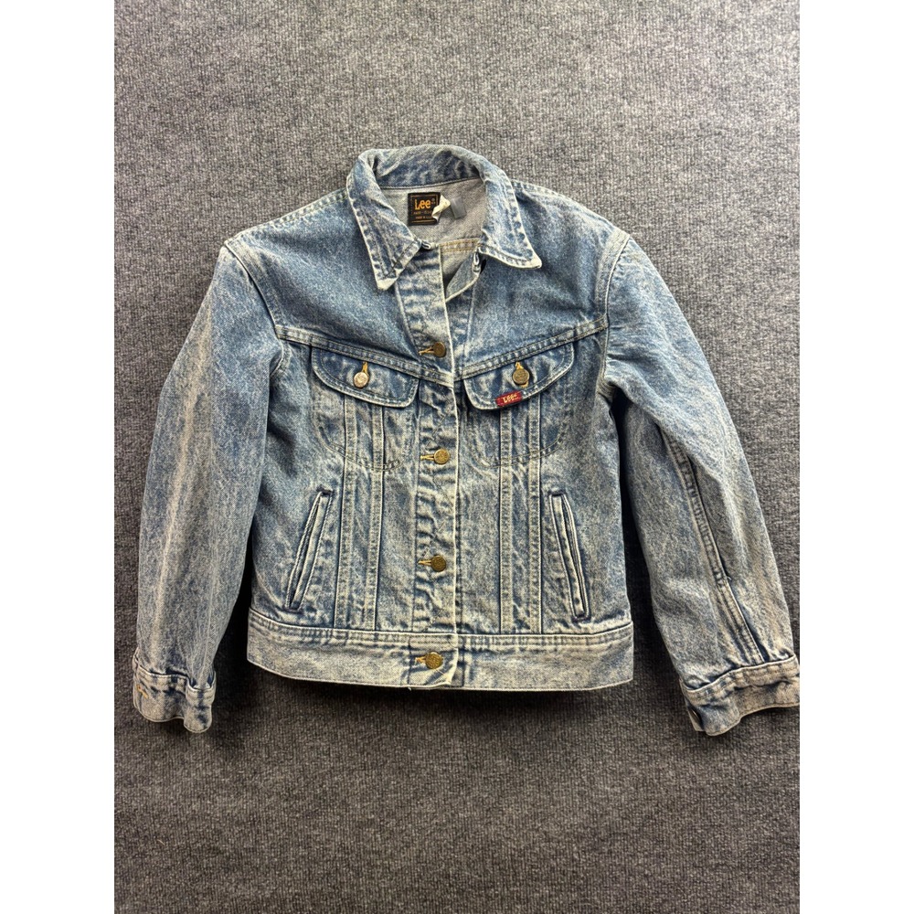 Vintage 80s Lee Riders Denim Jacket Youth 12 Blue Acid Wash Made in USA 544-8349